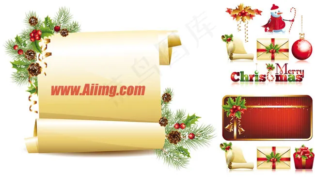 圣诞节设计元素与背景矢量素材eps,ai矢量模版下载