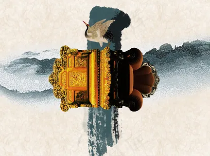 中国风龙椅元素展板psd素材
