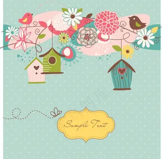 随着春天的美丽背景鸟屋