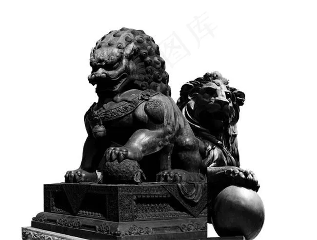 石狮子高清图片PSD分层素材