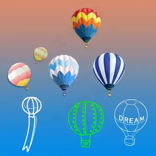 各种热气球图形免抠素材PSD分层