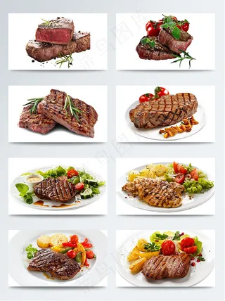 牛排元素实物实拍素材摆盘装饰免扣牛排图案