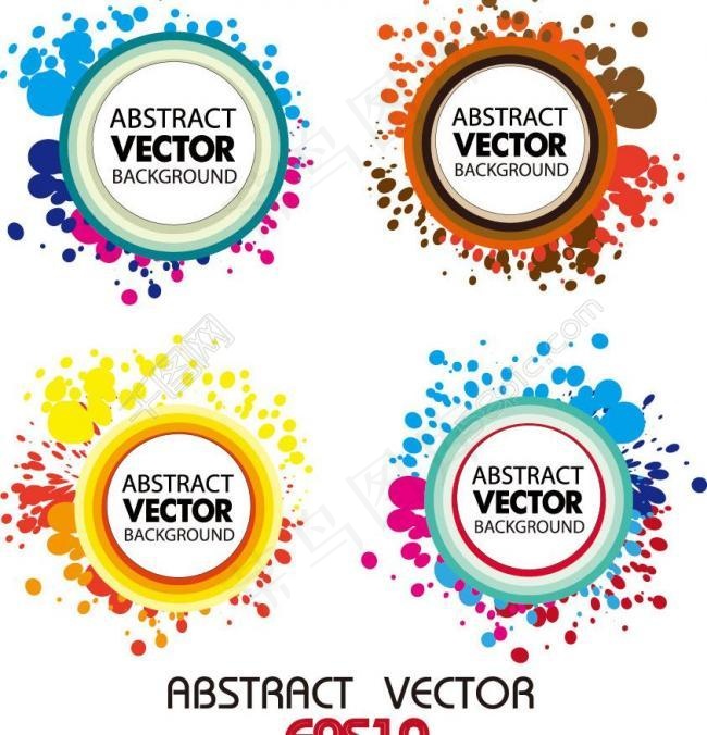 墨迹多彩圈圈背景图片