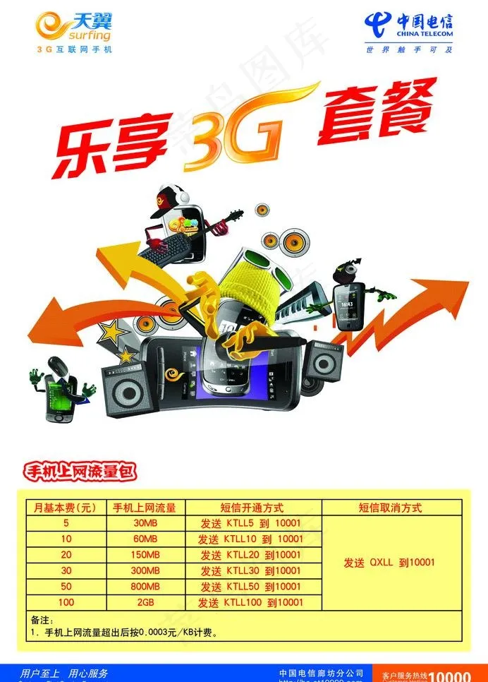 天翼3g宣传单图片psd模版下载