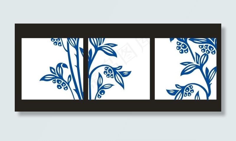 无框装饰画 青花花纹