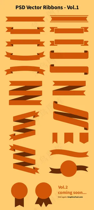 多款欧式彩带psd素材