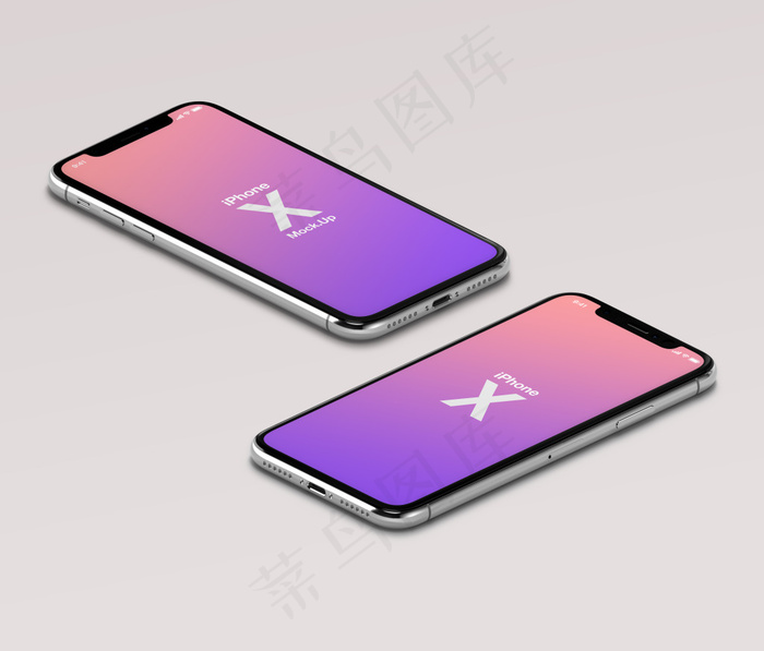 两斜角度不同苹果全面屏iphonex样机(6800X5800(DPI:300))psd模版下载