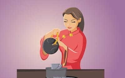 倒茶的女性矢量