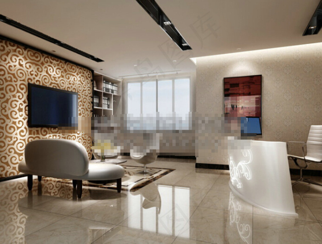 清新商场大厅柜台免费下载