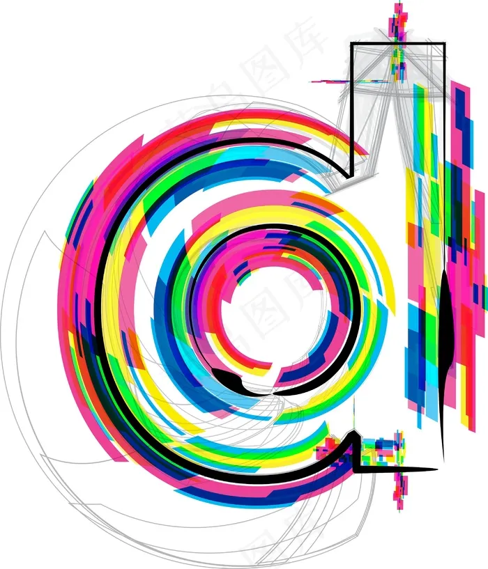 插图插画矢量字体的字母D