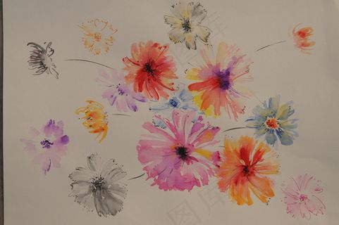 水彩手绘花卉 服装图片