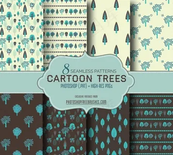 8款手绘树木背景PS图案