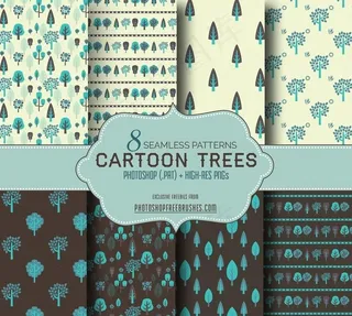 8款手绘树木背景PS图案