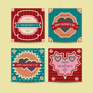 方形情人节贺卡矢量素材