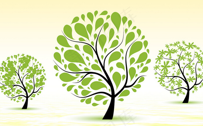 绿色小树背景墙