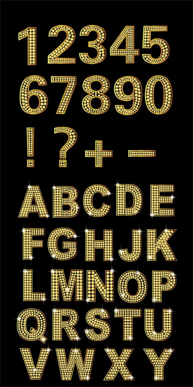 钻石英文及数字矢量素材（金色）ai矢量模版下载