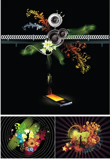 潮流植物花纹矢量图