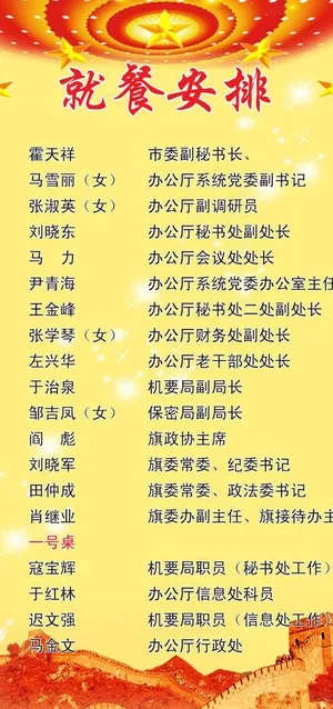 就餐安排 餐牌图片