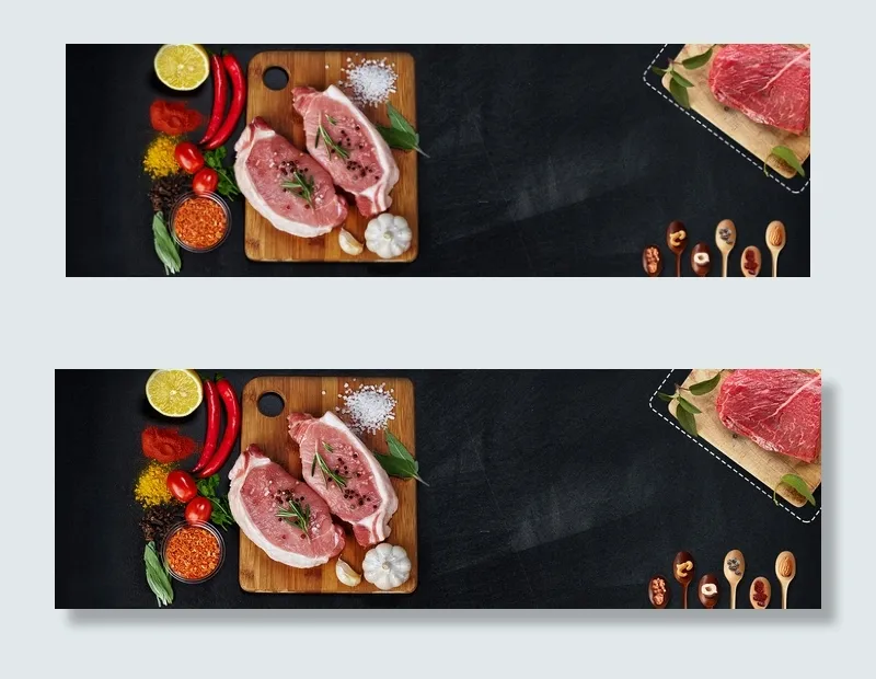 牛肉鲜肉黑色大气海报BANNER背...(1920X4550(DPI:300))psd模版下载