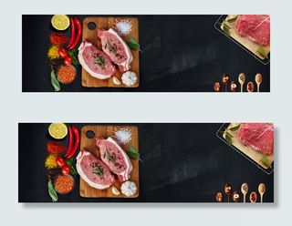 牛肉鲜肉黑色大气海报BANNER背...