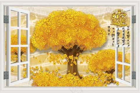*发财树大理石3D立体电视背景墙... *发财树大理石3D立体电视背景墙...