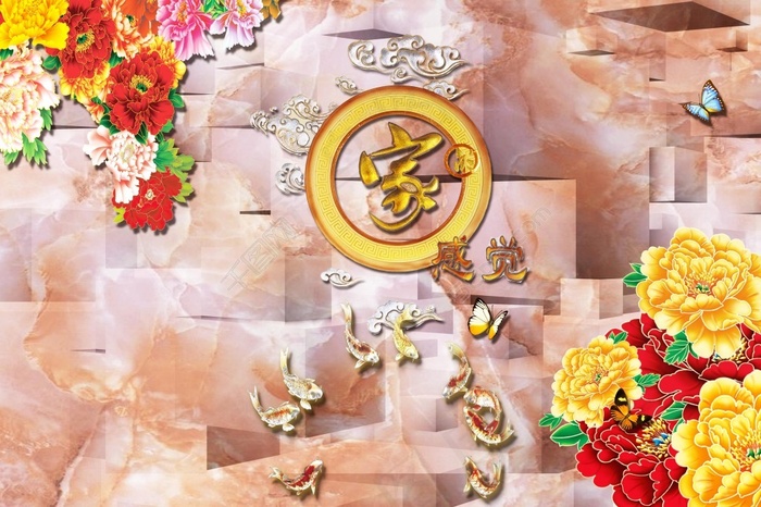 美尚美格3D仿玉彩雕背景墙