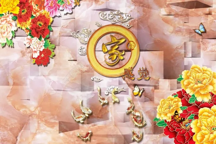 美尚美格3D仿玉彩雕背景墙(3000X4500(DPI:381))psd模版下载