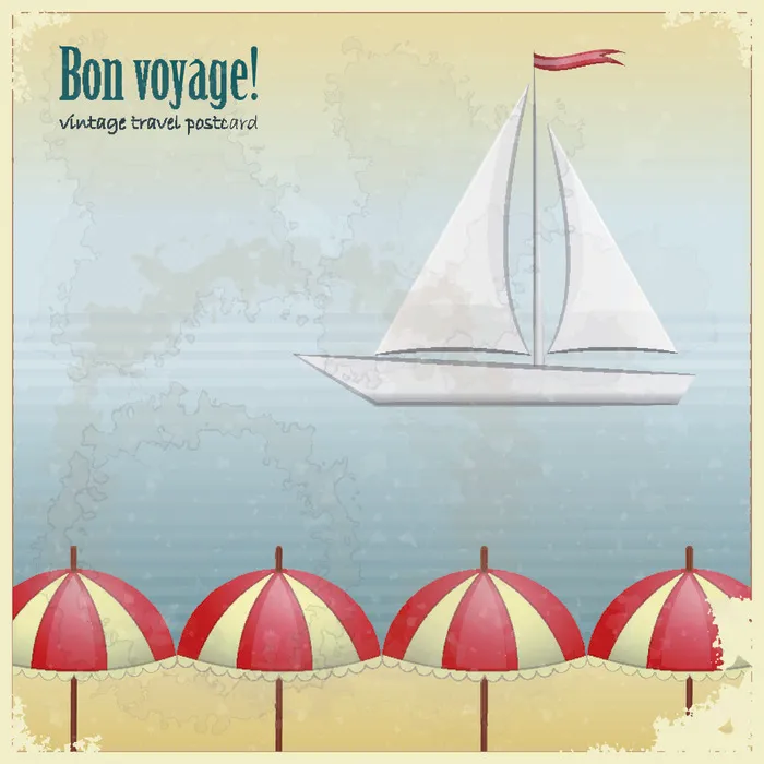 复古夏日度假模板设计矢量素材-4eps,ai矢量模版下载