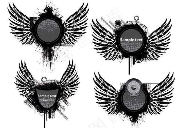 潮流墨迹翅膀矢量素材图片