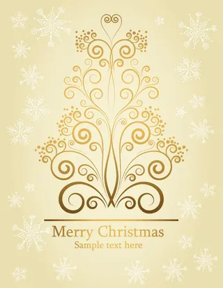 金色圣诞卡片矢量模板