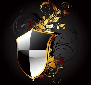 金色欧式 古典花纹 底纹盾牌图片