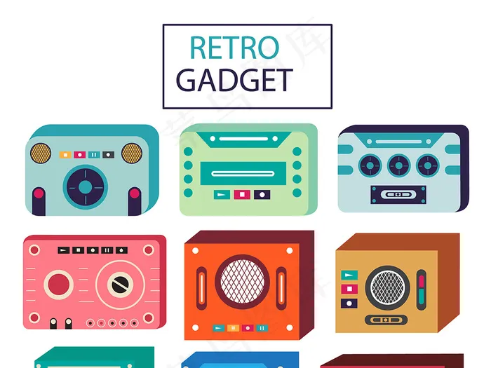 复古电子产品图标矢量素材ai矢量模版下载