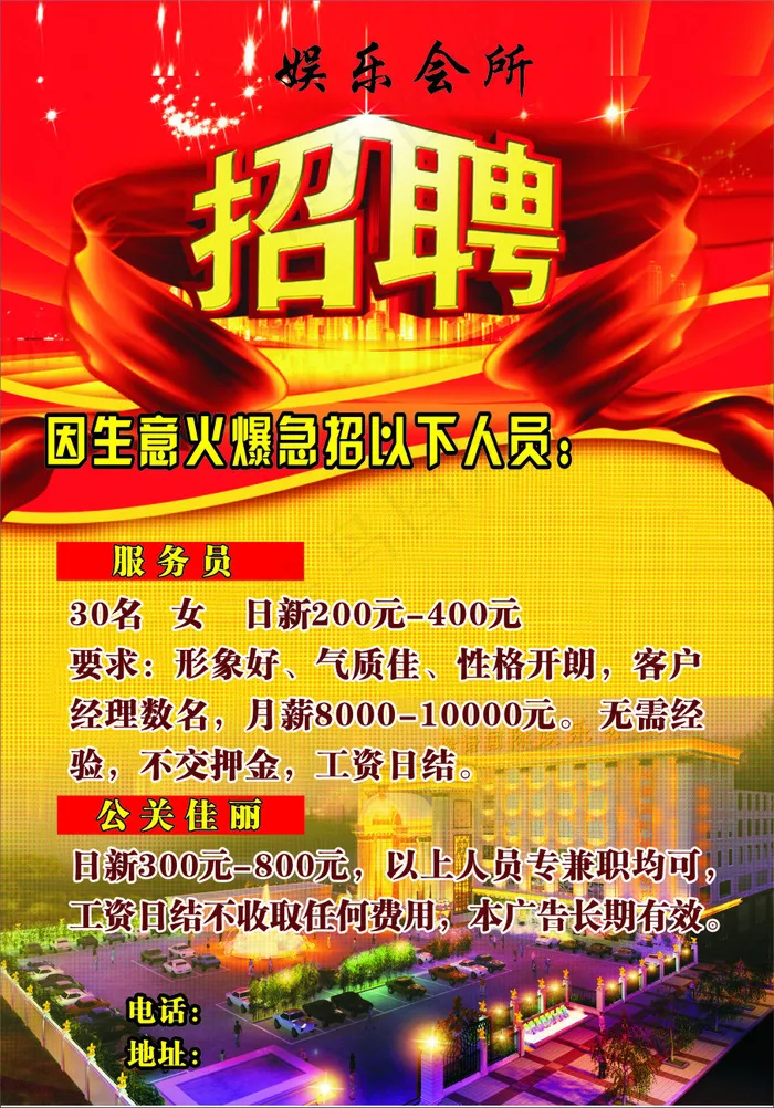 娱乐会所招聘工作人员cdr矢量模版下载