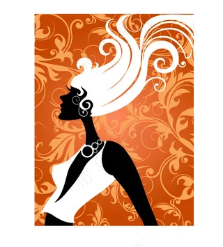 时尚女性人物与精美花纹矢量图-7