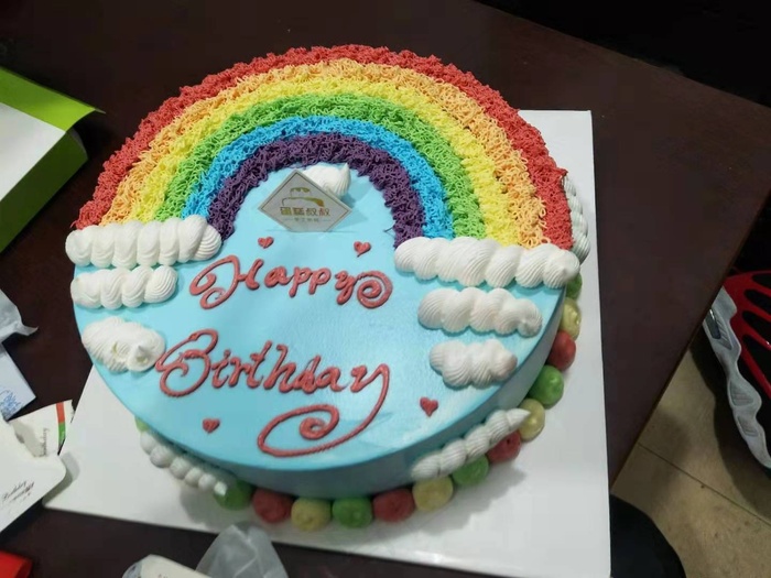 蓝色梦幻风生日蛋糕摄影图