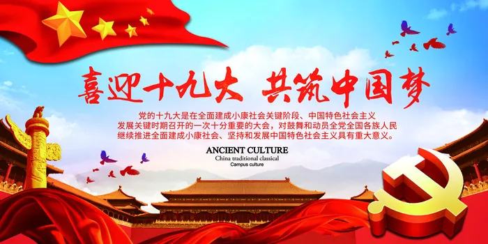 红色大气党建*喜迎十九大展板设计