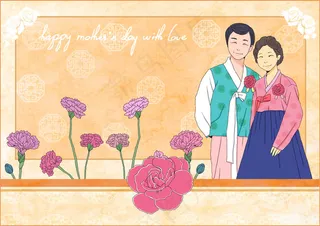 卡通夫妻底纹背景图片