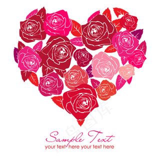 矢量情人节手绘玫瑰心形背景