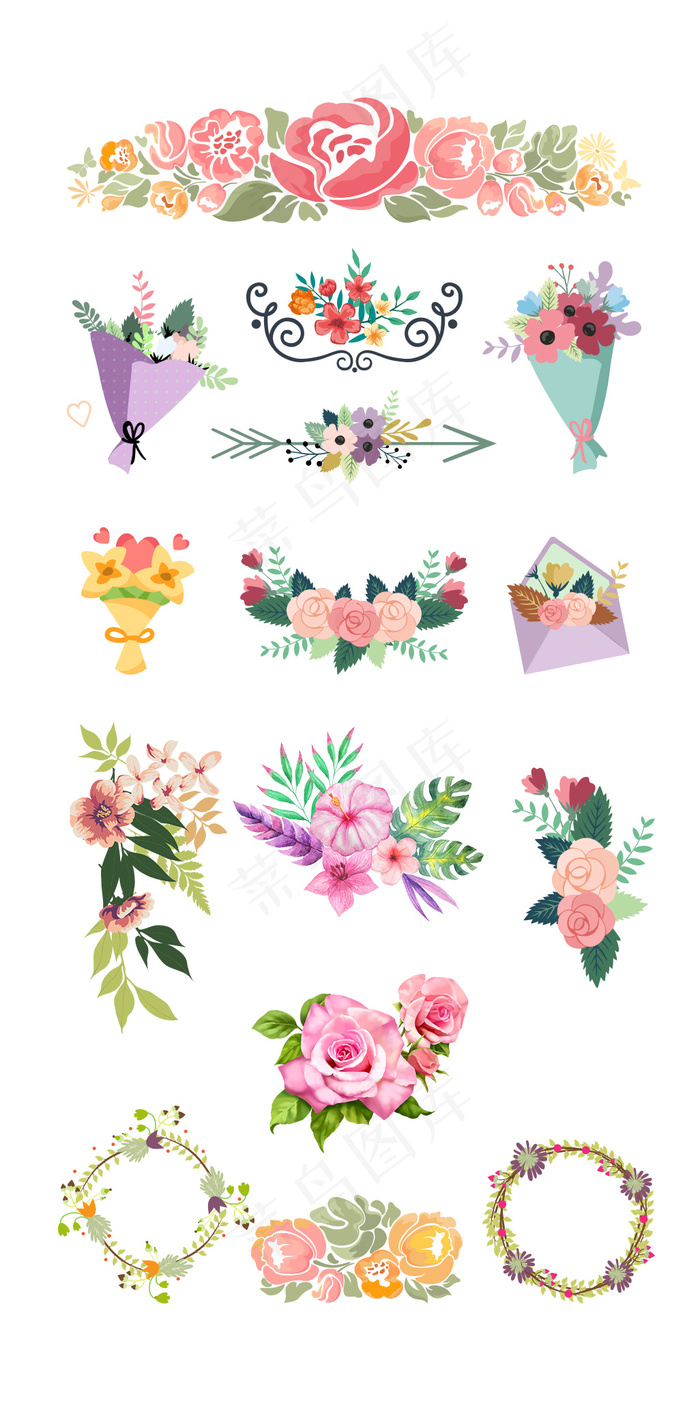 小清新文艺花环婚礼手绘淘宝素材