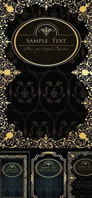 金色花纹边框矢量素材