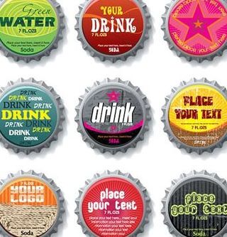潮流图案饮料瓶盖矢量素材