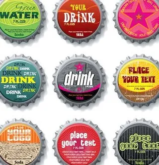 潮流图案饮料瓶盖矢量素材
