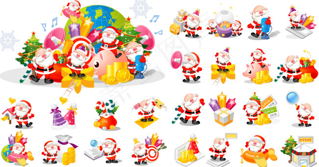韩国圣诞老公公欢庆矢量卡通