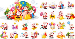 韩国圣诞老公公欢庆矢量卡通
