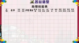 理发店技能表图片