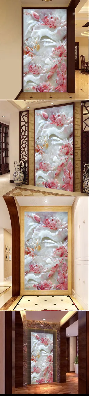 鸡血红玉雕玄关背景墙 鸡血红玉雕玄关背景墙