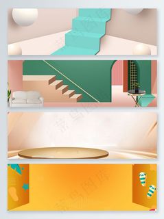 立体空间夏日上新banner背景