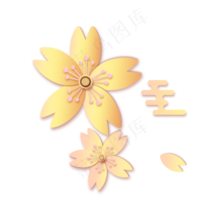 黄色的剪纸小花插画黄色的剪纸小花插画