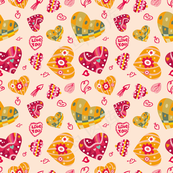 情人节爱心背景墙纸矢量素材