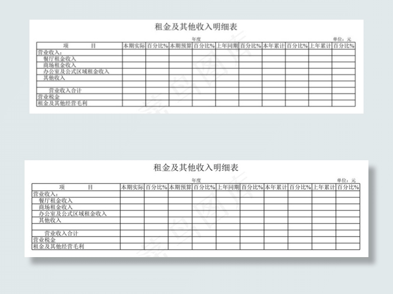 租金及其他收入明细表